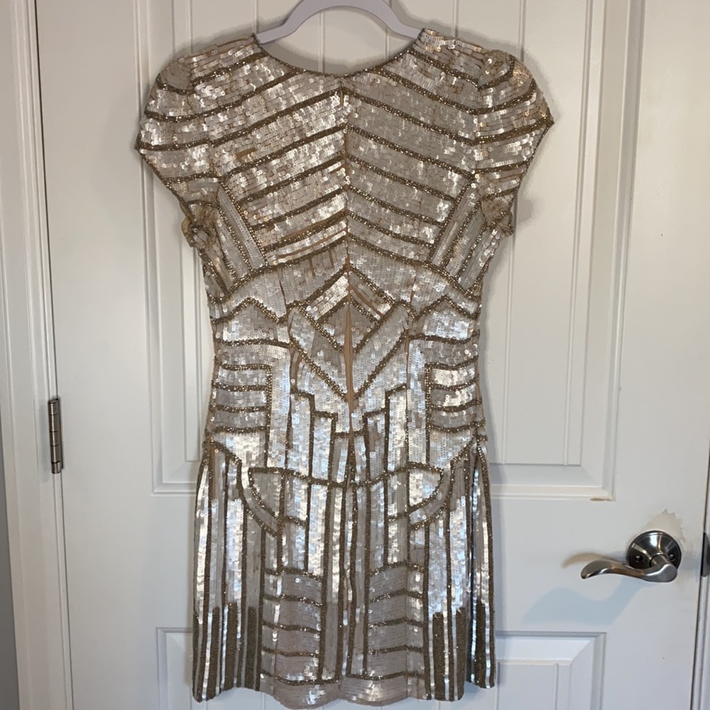 Parker sequined dress, nude, white and silver - Picture 4 of 8
